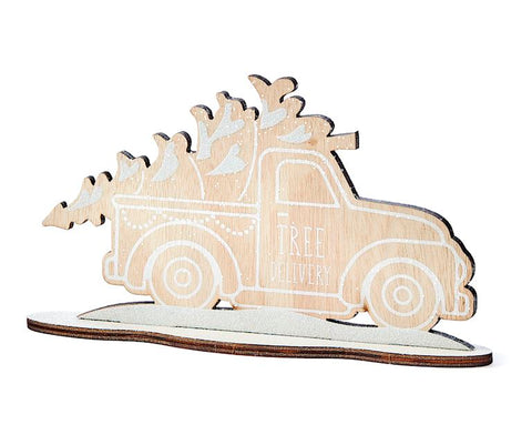 Décoration en bois "Camion de livraison d'arbres de Noël"