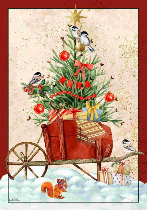 Drapeau décoratif "La brouette de Noël"