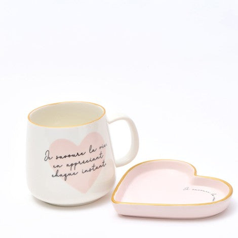 Ensemble tasse et assiette cœur – Collection Chantal Lacroix