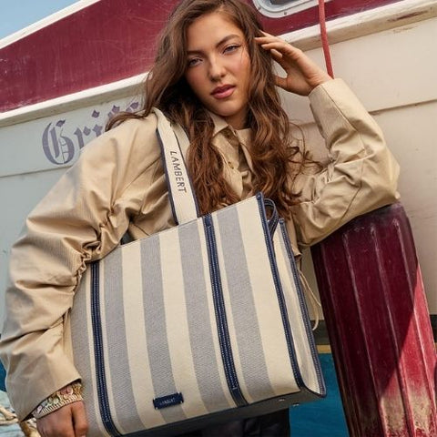 Sac Fourre-tout en canevas marine Erica - Lambert