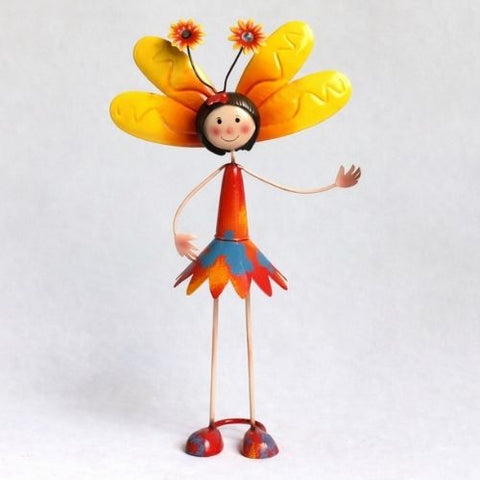 Statue décorative fée colorée en métal pour jardin