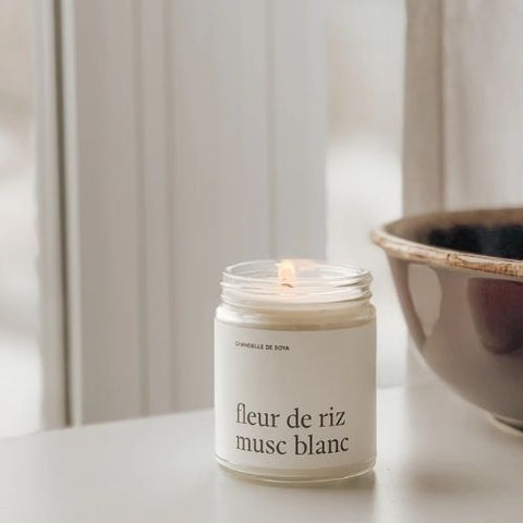MARÉE CHANDELLE Chandelle de soya "Fleur de riz musc blanc"