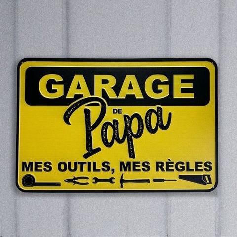 Plaque murale en métal – Garage du Papa