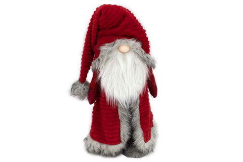 Gnome debout avec manteau long rouge