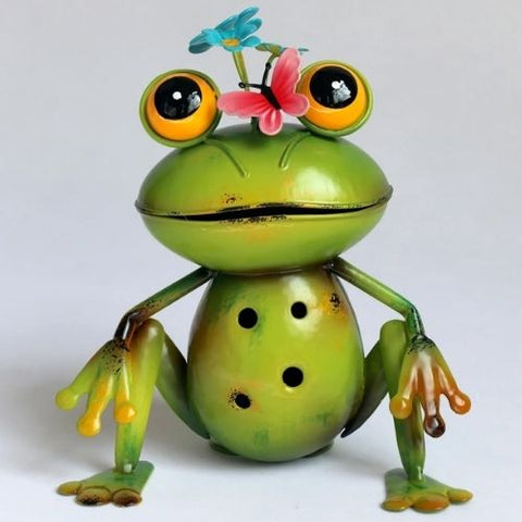Statue décorative grenouille en métal pour jardin