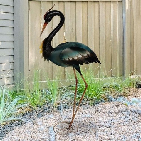 Grue sombre – Ornement de pelouse en métal