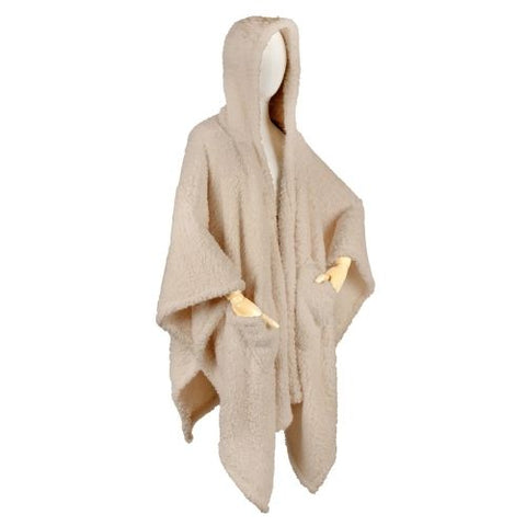 Poncho en sherpa à capuchon – Couleur beige