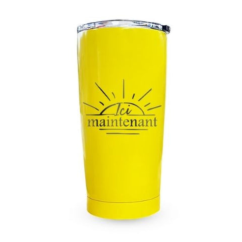 Bouteille isotherme jaune "Ici maintenant"