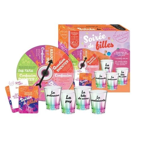 Jeu de cartes et verres à shooter  "Soirée de filles"