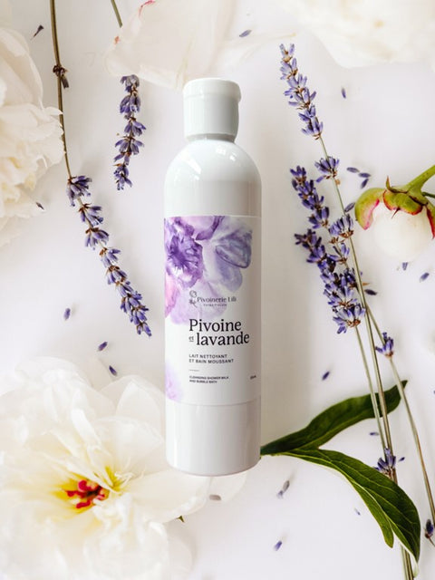 Lait nettoyant et bain moussant "Pivoine et lavande" - Pivoinerie de Lili