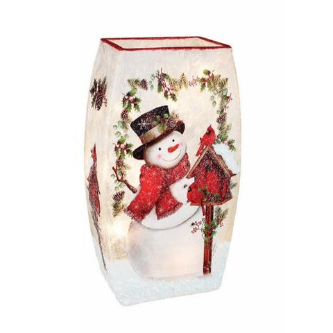 Lampe décorative "Bonhomme de neige et oiseaux"