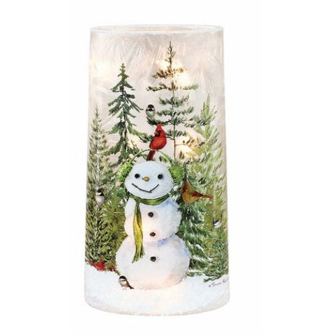 Lampe "Bonhomme de neige souriant et oiseaux"