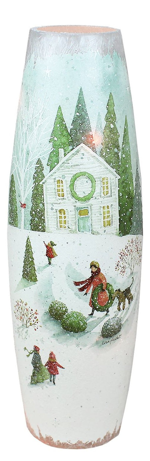 Grande lanterne avec scène hivernale