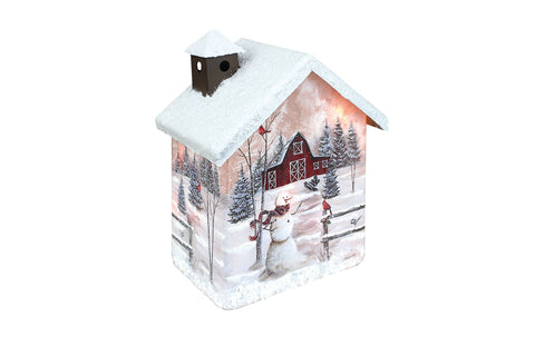 Lanterne en forme de maison avec scène hivernale