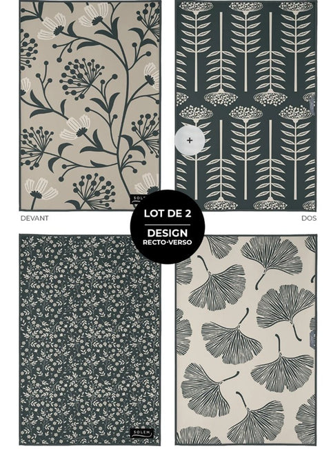 Linges à vaisselle Fleurs de Velours – Lot de 2 - SOLEM