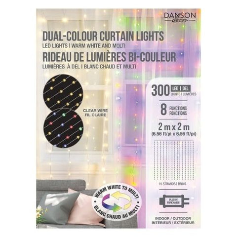 Rideau lumineux bicolore à 300 micro-lumières DEL