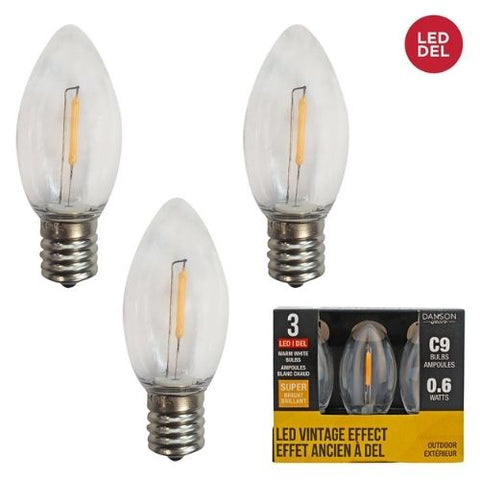 Ensemble de 3 ampoules de remplacement DEL C9 blanc chaud