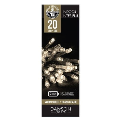 Jeu de 20 lumières DEL blanc chaud avec minuterie