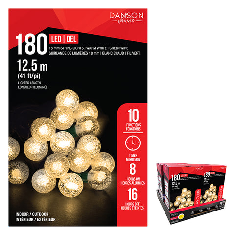 Set de boules de 180 lumières blanc chaud