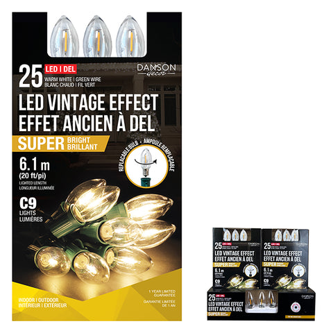 Set de 25 lumières C9 LED blanc chaud