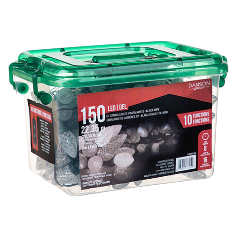 Set de 150 lumières C7 LED blanc chaud