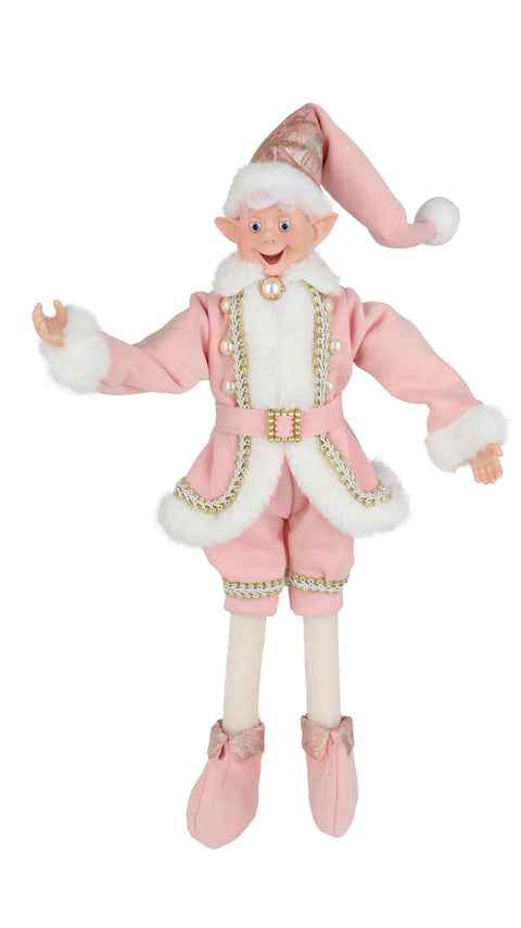 Lutin de Noël décoratif en tissu rose