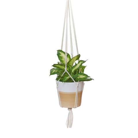 Suspension de macramé blanc pour plante