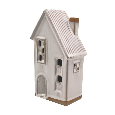 Petite maison blanche et or en céramique