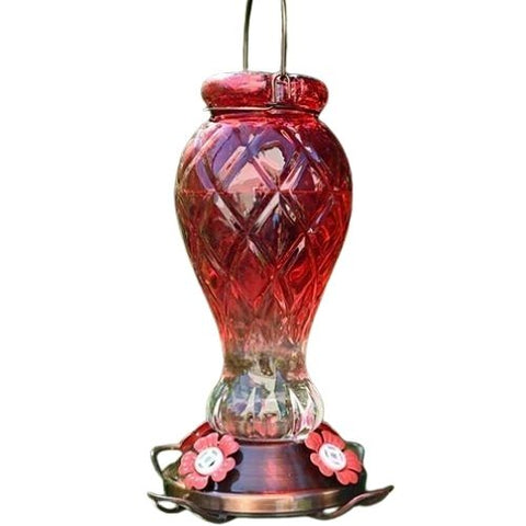Mangeoire à colibri en verre rouge