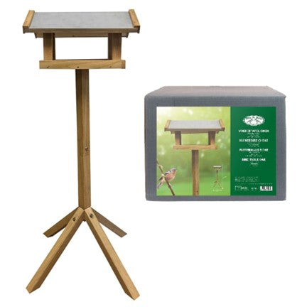 Table à oiseaux en chêne et acier rectangulaire