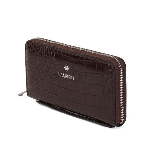 Portefeuille croco Le Meli brun - Lambert