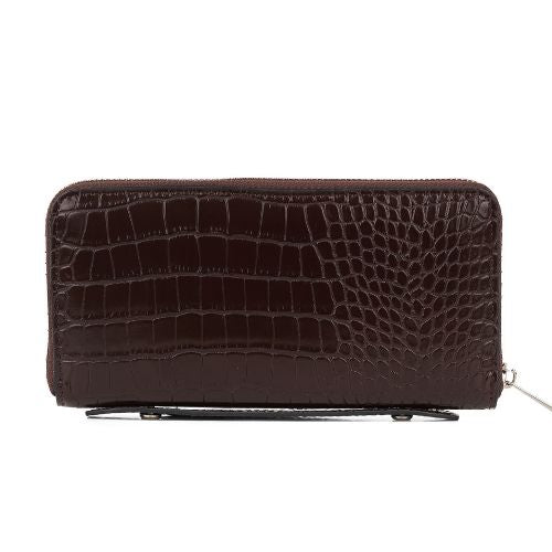 Portefeuille croco Le Meli brun Lambert - cuir végan crocodile