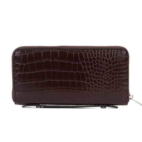 Portefeuille croco Le Meli brun - Lambert