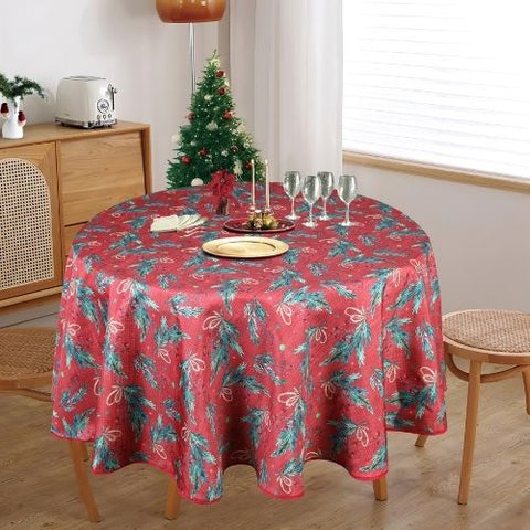 Nappe Houx des Fêtes rouge