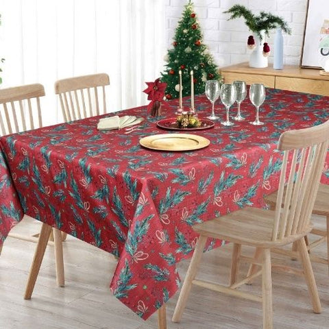 Nappe Houx des Fêtes rouge