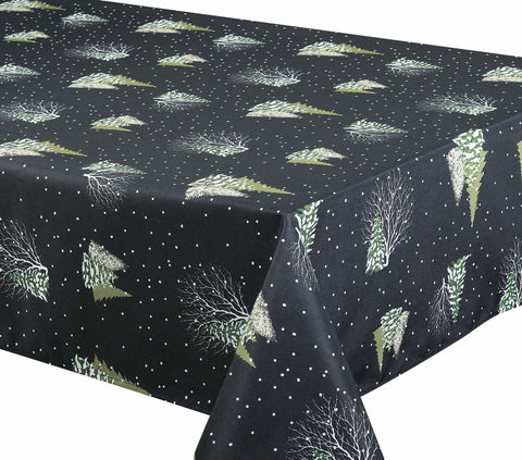 Nappe imprimée "Noël Neigeux noir"