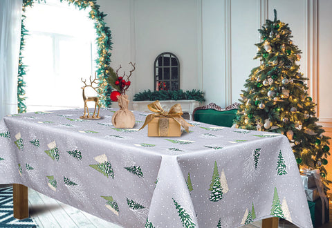 Nappe imprimée "Noël neigeux gris"