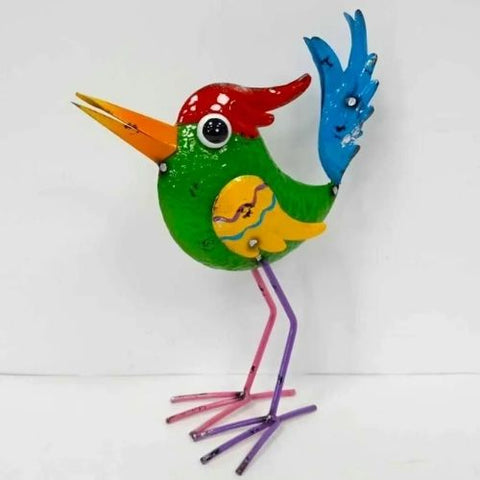 Statue décorative perroquet coloré en métal pour jardin