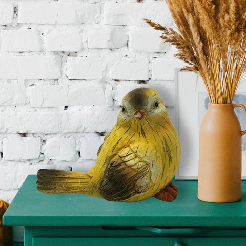 Oiseau sculpté en bois simulé jaune