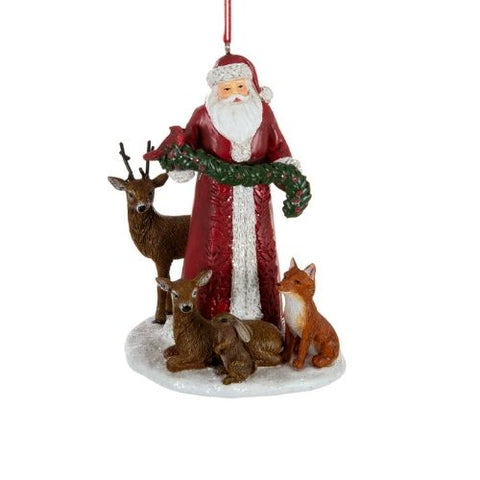 Ornement Père Noël avec animaux de la forêt