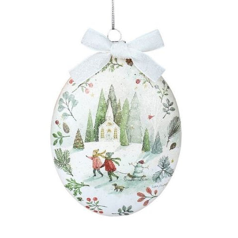 Boule illuminée avec scène hivernale
