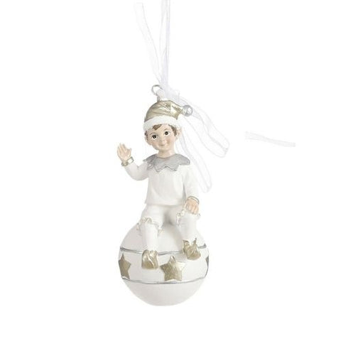 Ornement de figurine assis sur boule