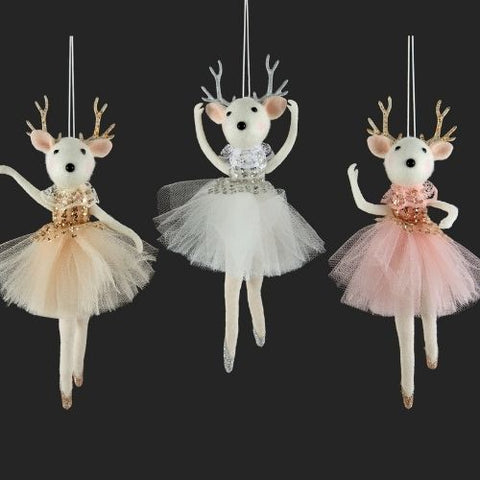 Ornements de souris-rennes danseurs
