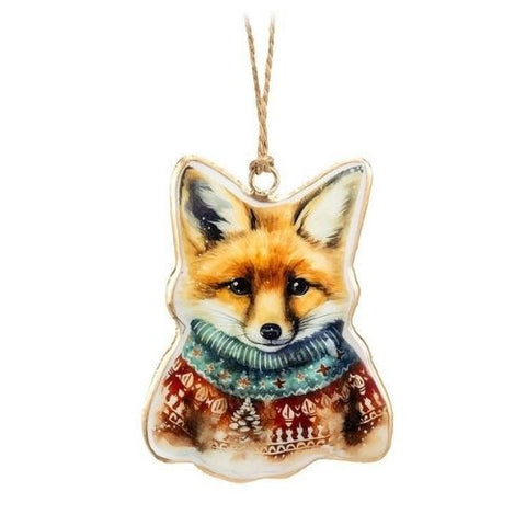 Ornement renard avec chandail de Noël