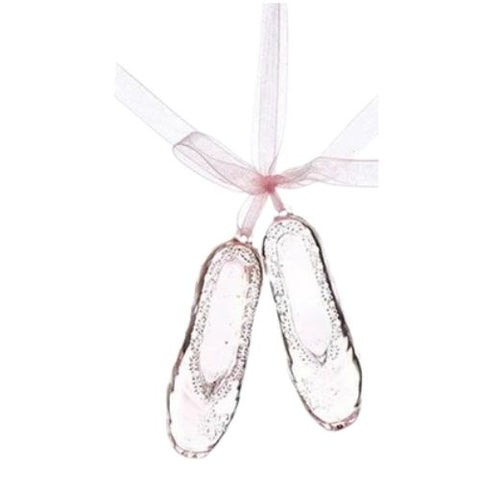 Ornement chaussons de ballet roses en verre
