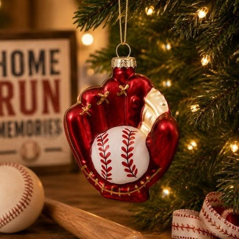 Ornement gant de baseball en verre