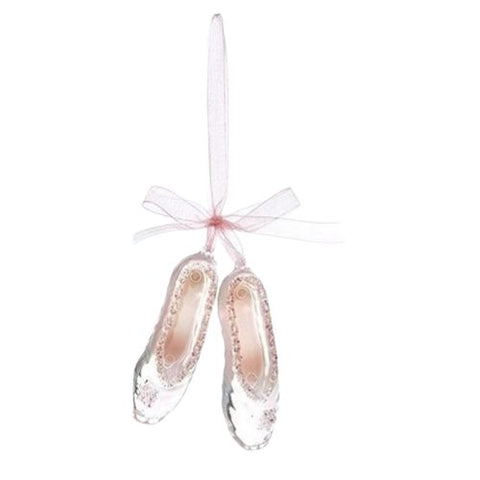 Ornement chaussons de ballet roses en verre
