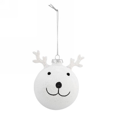 Boule de Noël blanche avec motif de renne