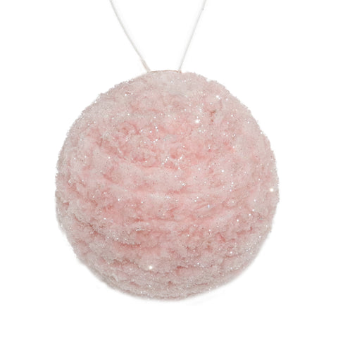 Ornement boule rose givrée