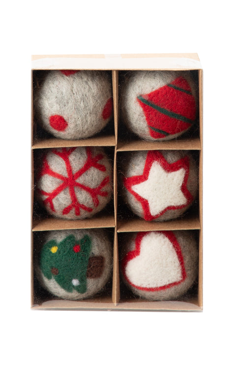 Ensemble de boules de Noël en feutre gris